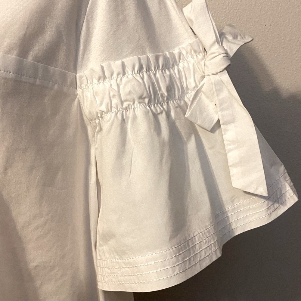 Banana Republic white short sleeve blouse top toe sleeves size large - Picture 4 of 8